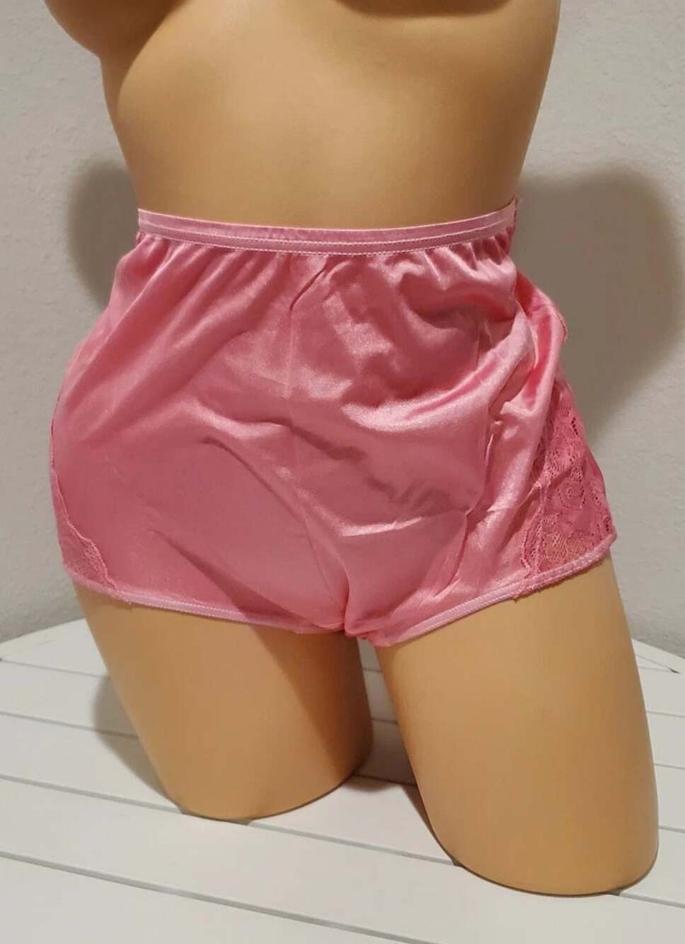 Shadowline 17082 Full Cut Brief Nylon Lace Full Cut Panty Ice Pink